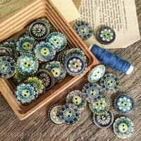 diy decorative natural wooden round buttons retro sewing accessories vintage needlework clothing handicraft scrapbook 152025mm