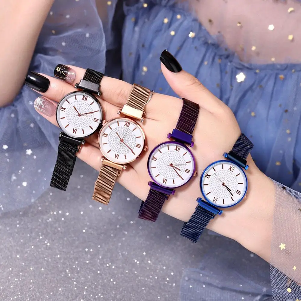 

Роскошные магнитные Круглые Женские часы, повседневные часы, женские часы