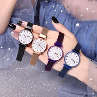luxury starry sky rhinestone magnetic round dial quartz wrist watch women bracelet casual clock zegarek damski reloj mujer