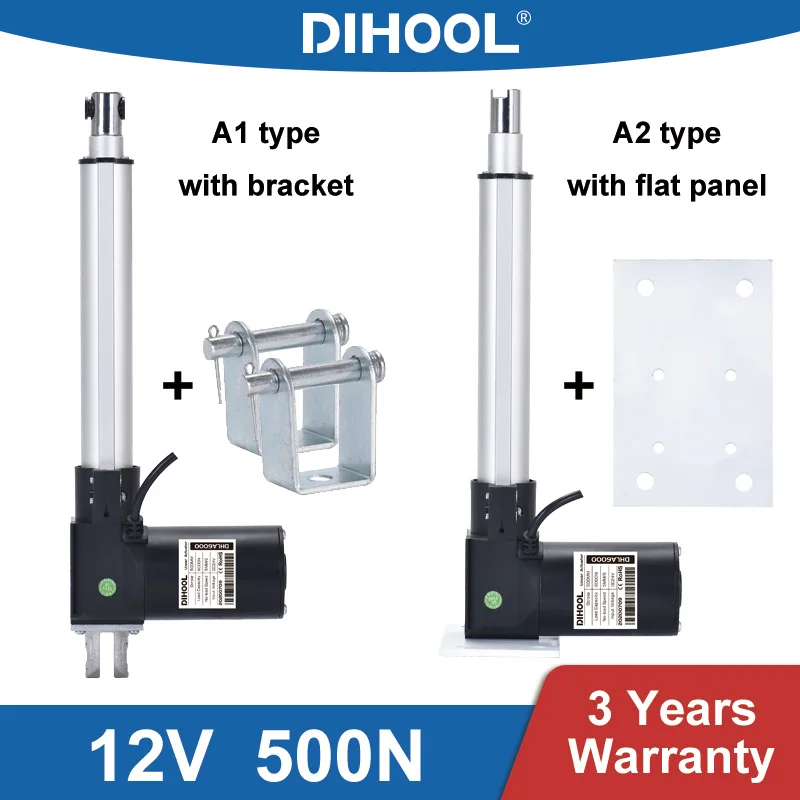 

DC12V 40mm/s Speed 500N Load 50kg Electric Linear Actuator 100mm 600mm 800mm Stroke Reciprocating Lifting Stairs Adjustable Desk