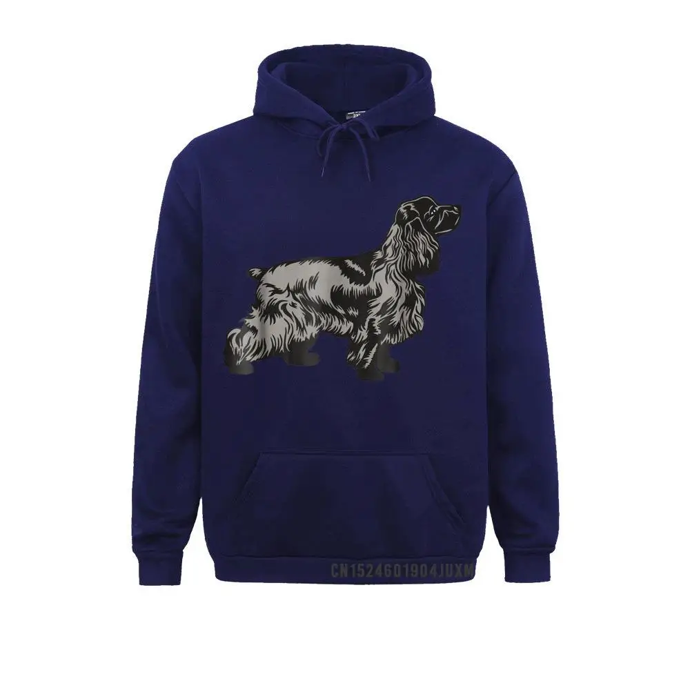 Мужская толстовка с капюшоном черная принтом в виде английских кокер-спаниеля