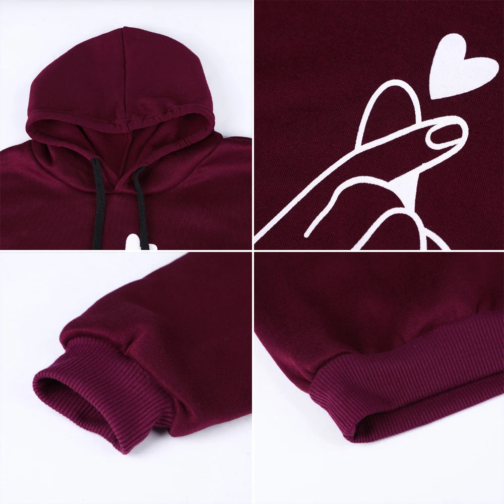 

Women Sweatshirt And Hoody Ladies Hooded Love Printed Casual Pullovers Girls Long Sleeve Spring Autumn Winter Sports Plus Size
