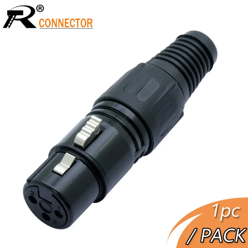 

R Connctor 1pc XLR Female 3 Pin Audio Microphone Cable Connector DIY Solder Type Metal Material Audio Signal Plug