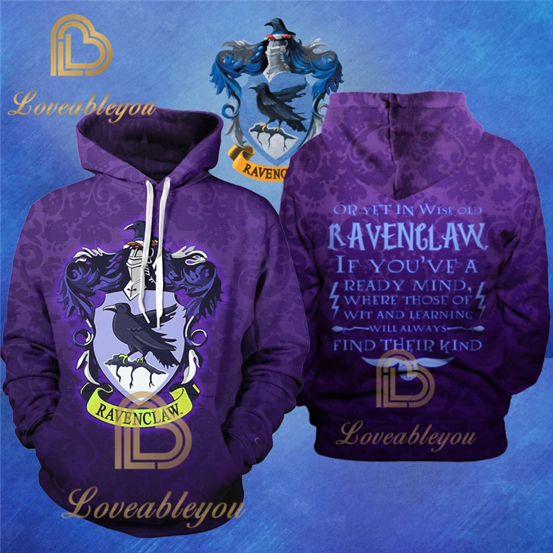 DZD0008A Wizardry Ravenclaw Gryffindor Hufflepuff Slytherin 3D худи с принтом Харадзюку уличная мужская Толстовка Унисекс Мужская одежда - Цвет: DZD0008A