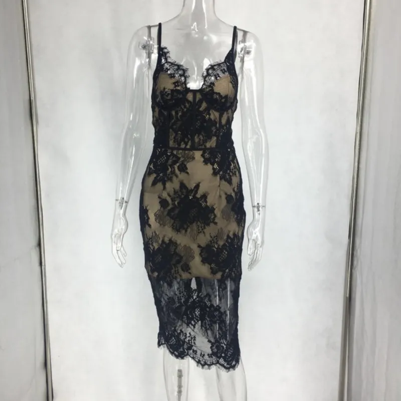 V-neck lace dress women 2020 new off shoulder black backs bodycon nightclub ladies party gandage Vestido | Женская одежда