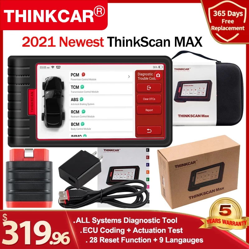ThinkCar THINKSCAN MAX obd2 считыватель кодов сканер полная система с VIN Scan /ECU