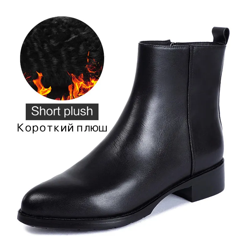 Wool Blend lining Женские ботинки Donna-in, брендовые чёрные полусапожки из натуральной кожи на каблуке, роскошные ботинки на меху с заострённым носком на сезон осень-зима - Цвет: Wool Blend lining