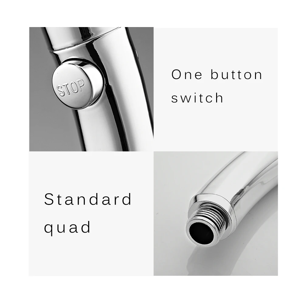 

360 Degrees Rotating Shower Head Adjustable Water Saving Shower Head 3 Mode Shower Water Pressure Shower Head With Stop Button