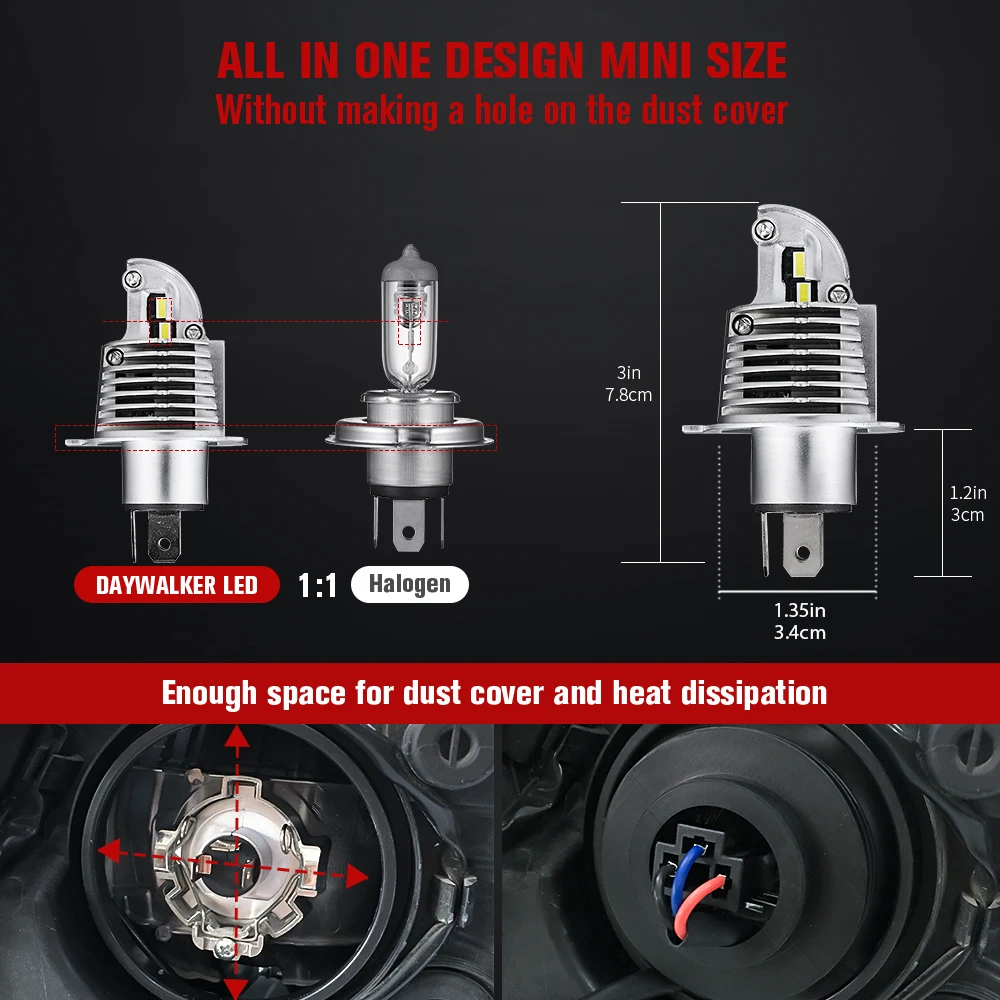 Светодиодная Автомобильная фара H4 светодиодная ближнего/дальнего света 1:1