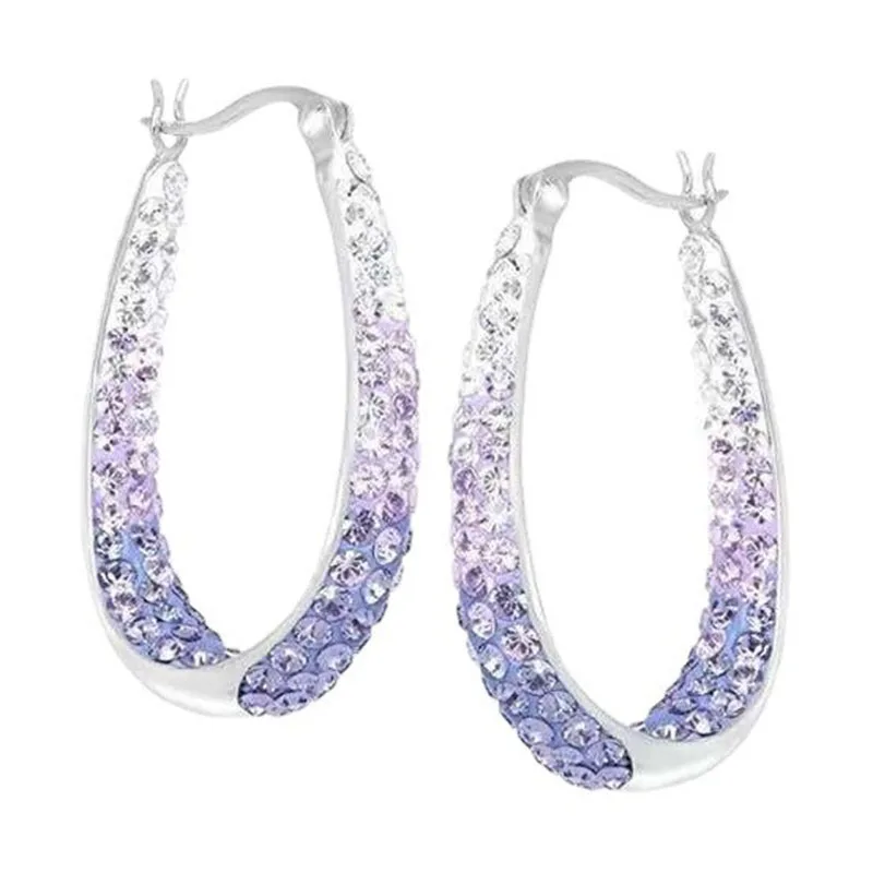 

Creative Double Color Rhinestone Crystal Round Big Circle Hoop Earrings for Women Party Wedding Engagement Jewelry