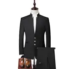 Костюмы для мальчиков (пиджак + брюки) 2021 костюмы для мужчин Высокое качество деловые блейзерымужской стройная фигура для отдыха, костюм из трех предметовласточкин хвост пальто S-4XL