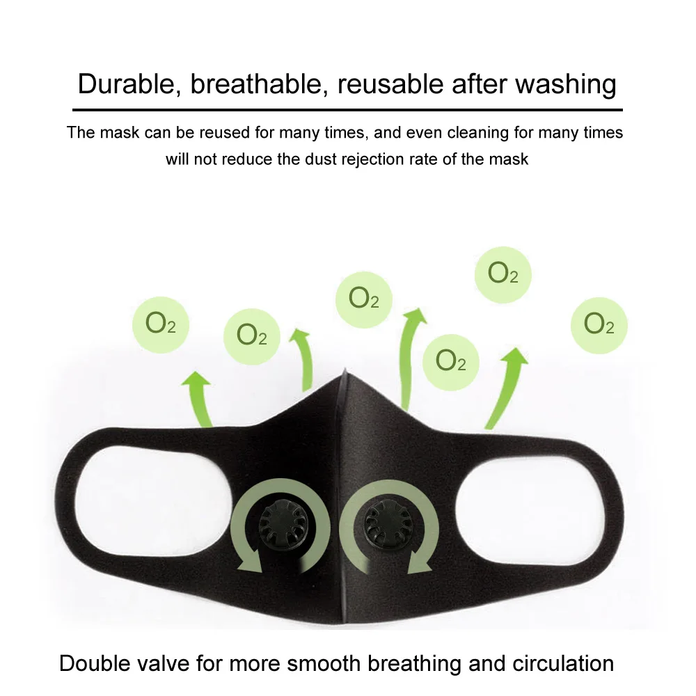 1Pc/10pcs/20pcs/50pcs Respirator Mask With Breathing Valve Washable Cotton Activated Carbon Filter Masks Anti Dust Allergy  Дом и