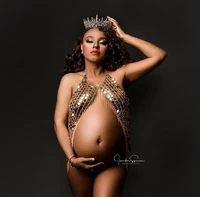 sexy maternity photography props dress gold sequins for pregnancy clothes goddess crystal crown headband photo shoot accessories