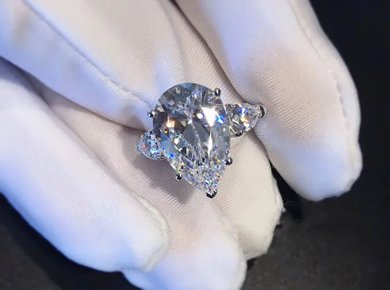14K золото 5ct D Цвет VVS1 Moissanite кольцо обручальное кольцо с национальным сертификатом H1-13