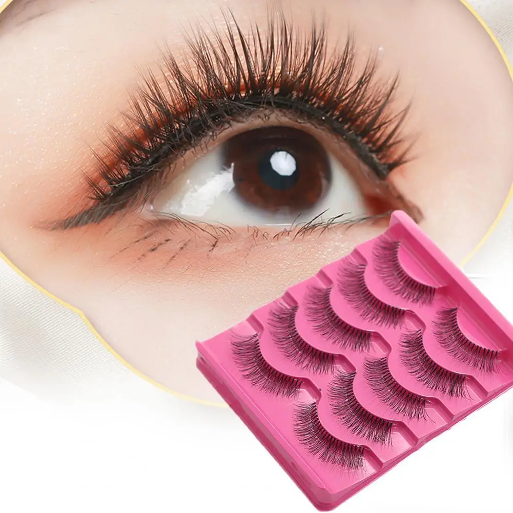 

50% Hot Sale 5 Pairs False Eyelashes Artificial 3D Natural Beauty Supplies Long Curly Fake Lashes for Women