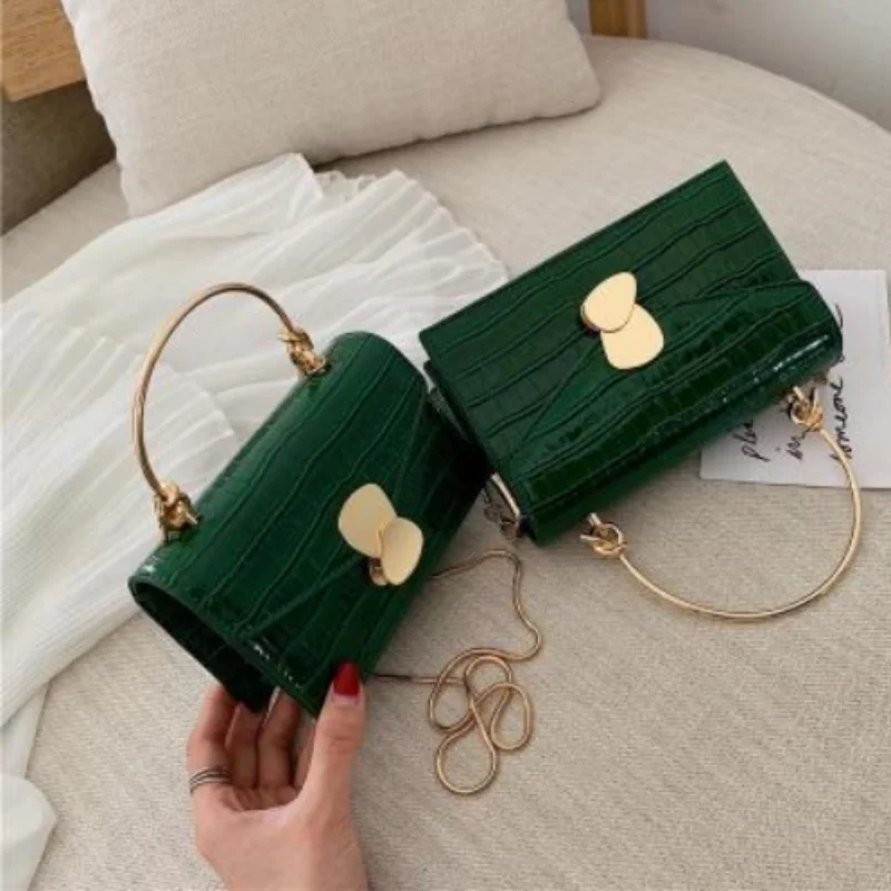 

Fashion Luxury Shoulderbag Two Sizes Autumn And Winter Crocodile Pattern Cross-body Bag Small Square Chain Bag