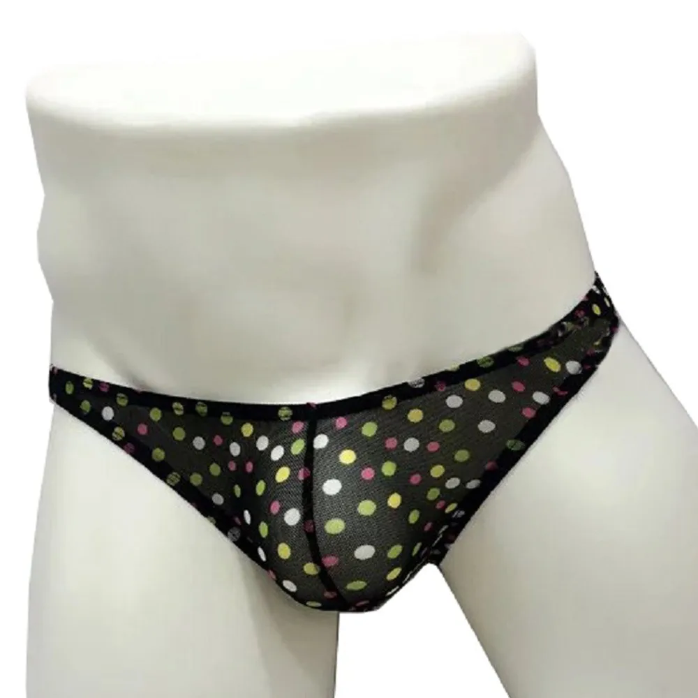 

Men Mesh Print Thongs See Through Underwear Brief T-Back G-string Underpants Short Traceless Breathable Print Panties A50