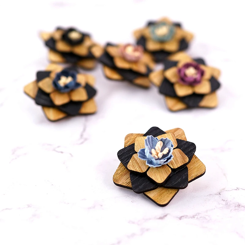 Деревянная брошь ручной работы свадебные броши на лацкан цветок ретро булавки