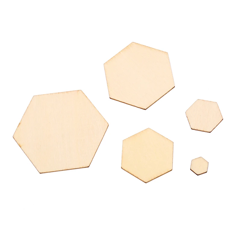 

25/50/100pcs 10/20/30/40/50MM Beech Wooden Hexagonal Pieces Wooden Shapes DIY Crafts Sewing Accessories