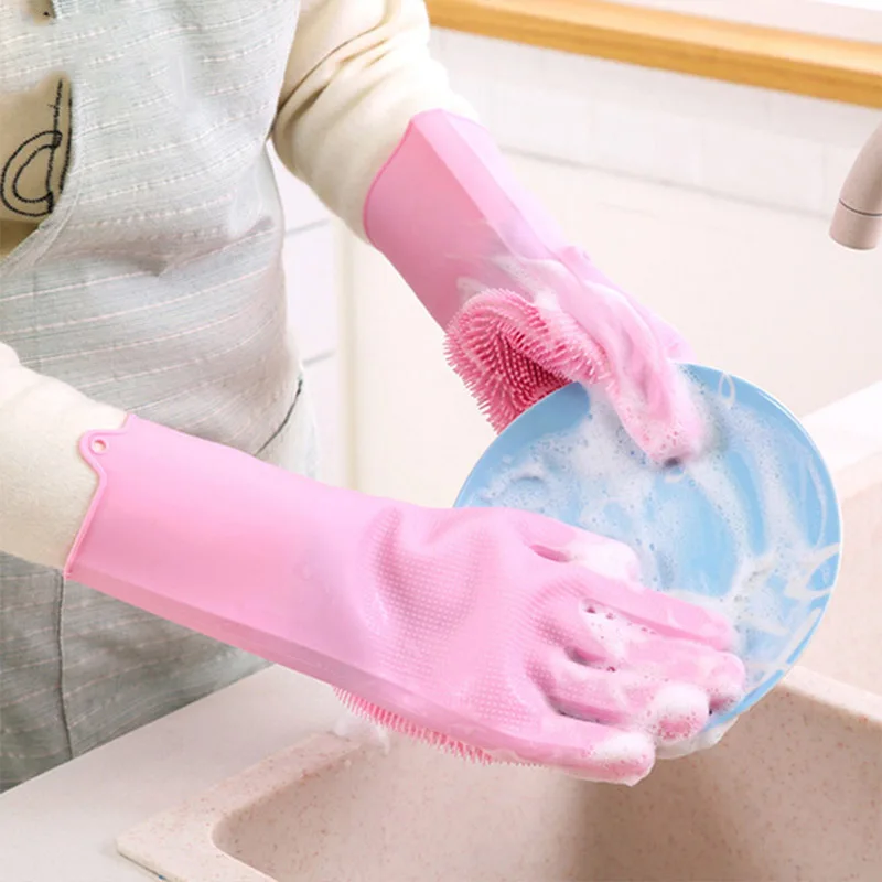 Силиконовые перчатки с шипами для мытья посуды (1 пара)|Бытовые перчатки| |