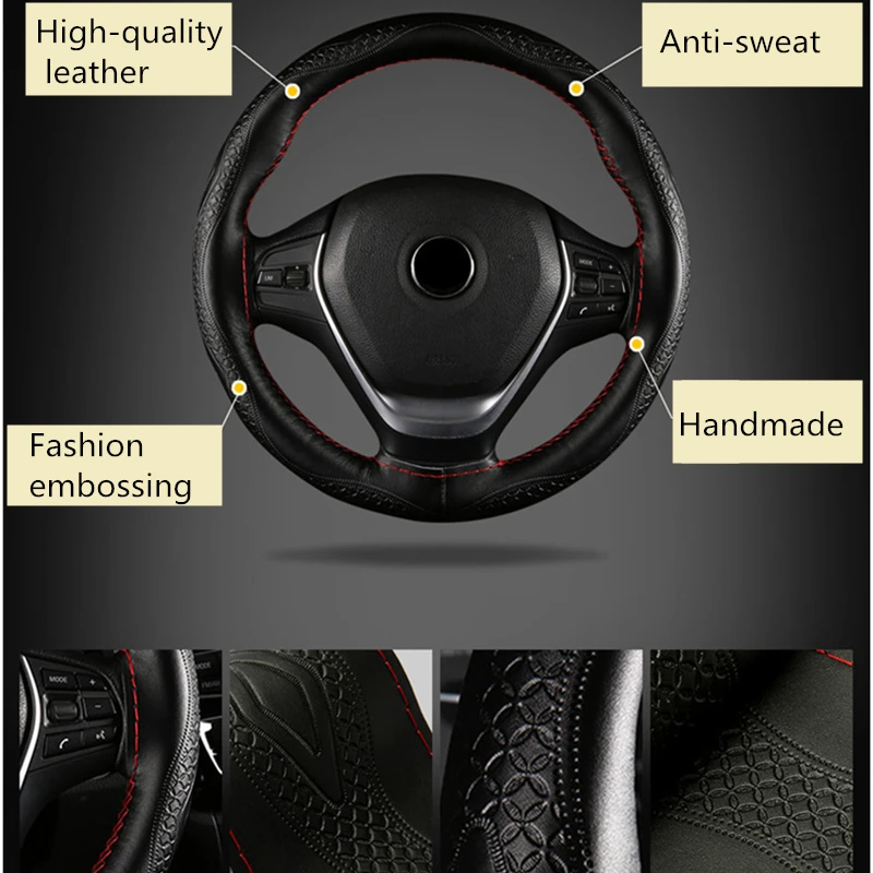 Чехол для руля из натуральной кожи 37 38 см|Чехлы на руль| |