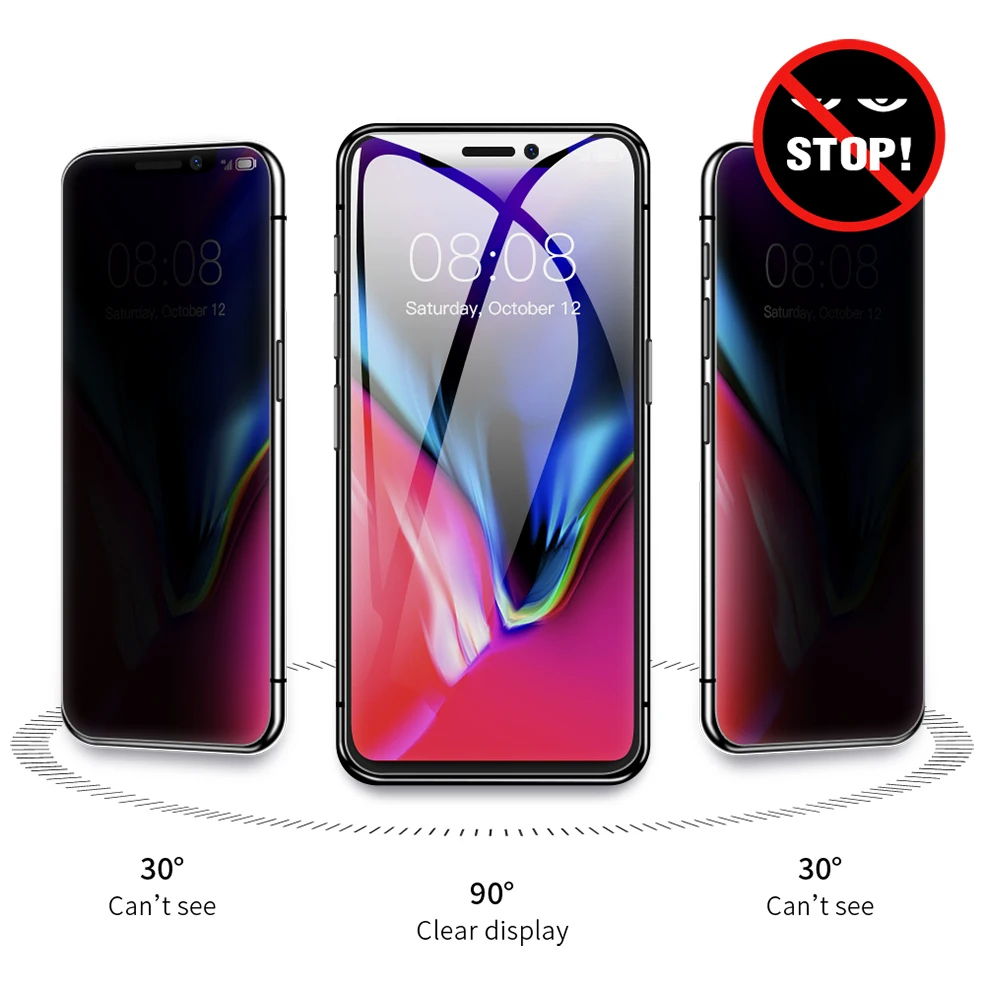 Антибликовое полноэкранное защитное закаленное стекло для iPhone X XS MAX XR 11 6 7 8