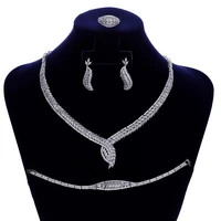 jewelry set hadiyana trendy graceful women wedding bridal zirconia necklace earrings ring and bracelet cny0103 conjunto de joyas