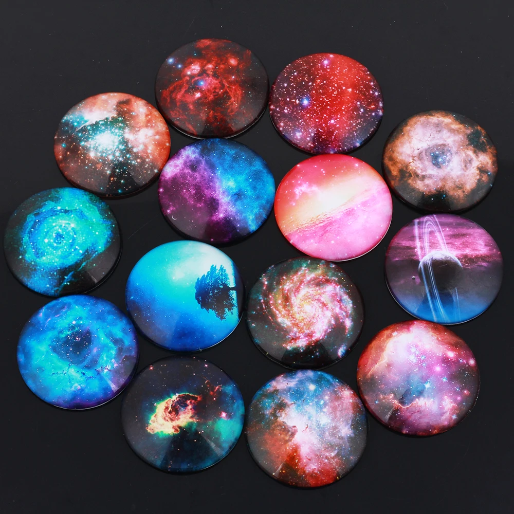 

50pcs 8/10/12/16/20/40mm DIY Jewelry Handmade Materials Starry Style Round Glass Cabochon For Jewelry Making Accessories S037