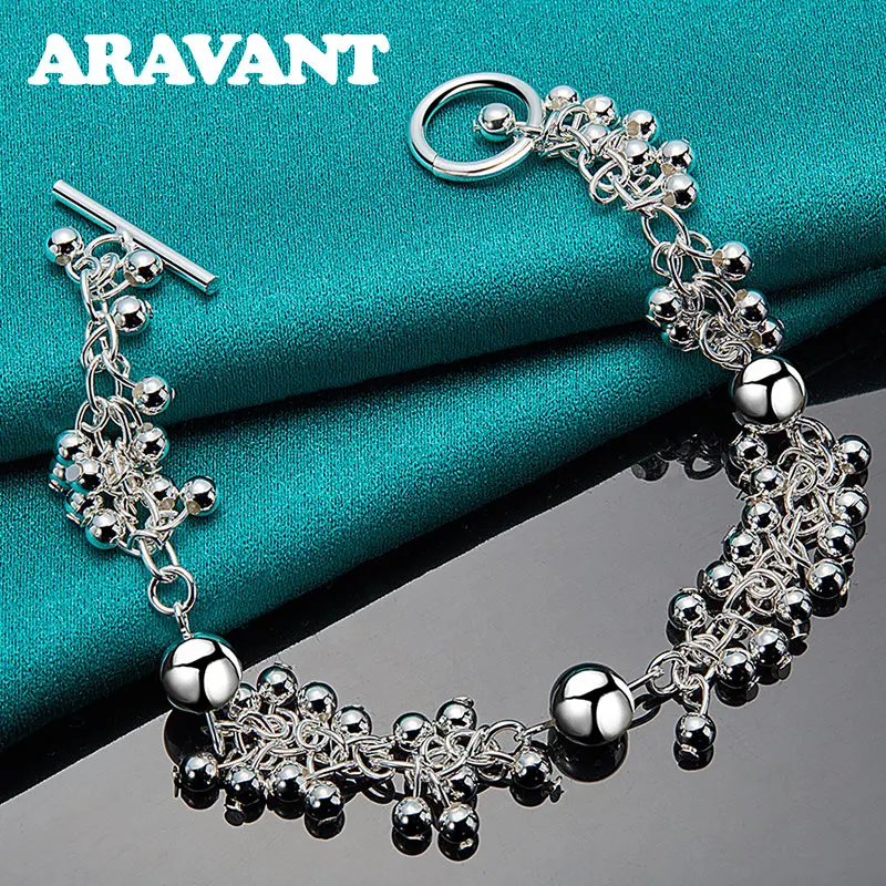 

925 Silver Multi Smooth Bead Bracelet For Women Wedding Silver Jewelry