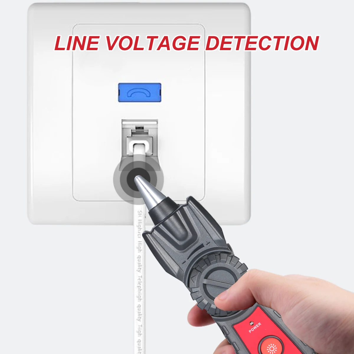Portable Wire Tracker Multifunctional RJ11 RJ45 Cable Tester Telephone & Network Line Finder with Headphone Jack LED Light