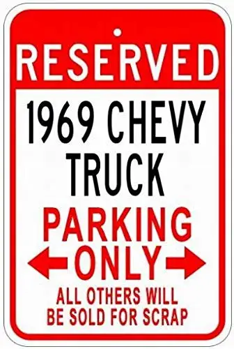 

Metal Signs 1969 69 Chevy Truck Tin Parking Sign - 8X12 Inches