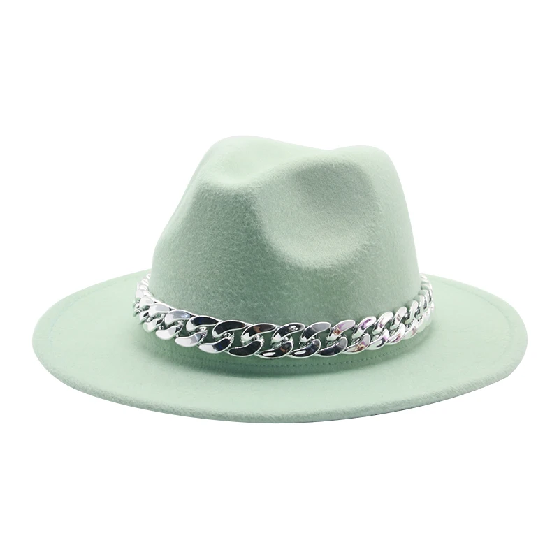 

men fedora hats wide brim belt band solid green fedora women hats winter summer casual dress formal wedding felted women hats