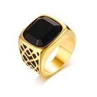 Мужское классическое кольцо в стиле ретро, черное квадратное кольцо в стиле панк, локомотивное ювелирное изделие, подарок на день рождения