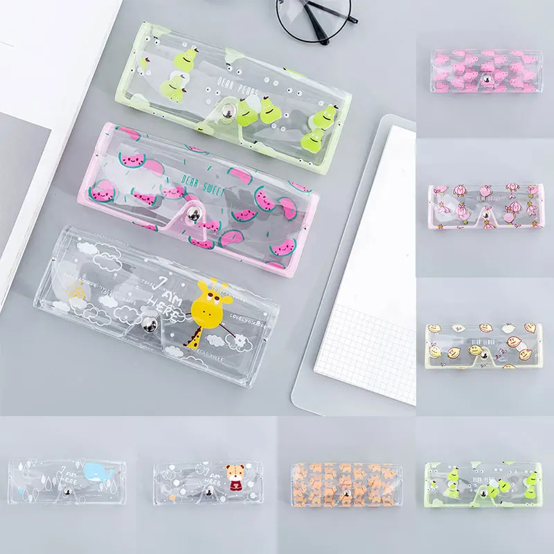 

1PC Cartoon Cute Eye Sunglasses Glasses Box Travel Glasses Case Women Transparent PVC Protection Carry Box Eyewear Accessories