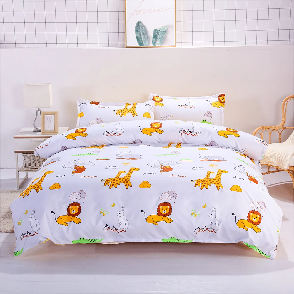 

Missjian New Modern Bedclothes Sheet,Pillowcase Duvet Cover Sets Zoo Monkey,Lion,Bunny Comforter Bedding Sets King Kids Bed