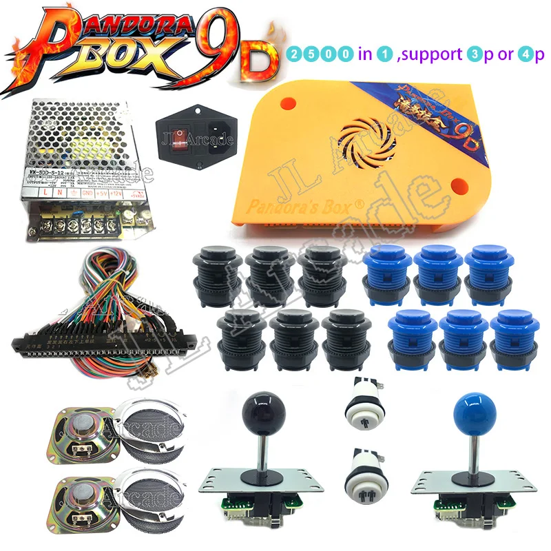 Pandora box 9D 2500 В 1 аркадная версия jamma spelbord HDMI VGA DIY аркадная ktis met джойстик черный колпачок knoppen luidsprekers слот - Цвет: Цвет: желтый