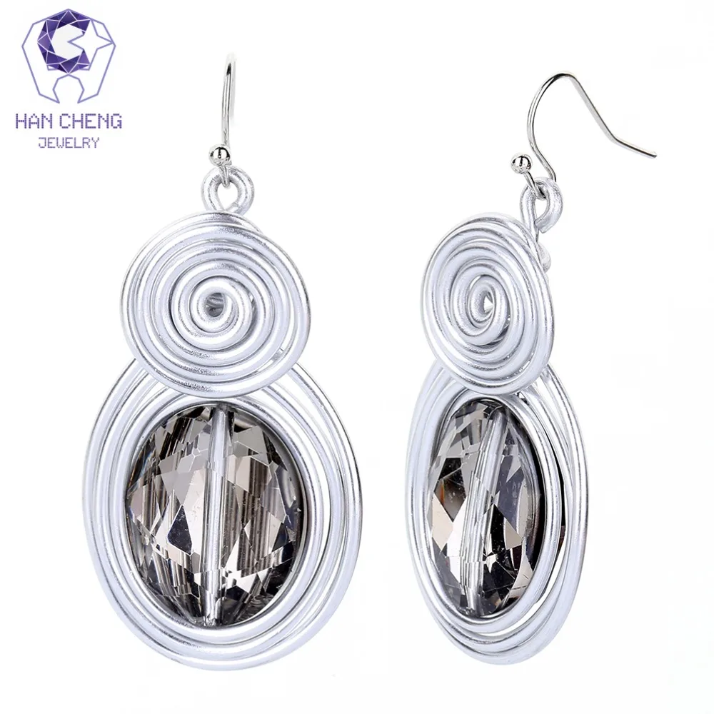 Женские большие висячие серьги HanCheng металлические серьги-подвески с кристаллами