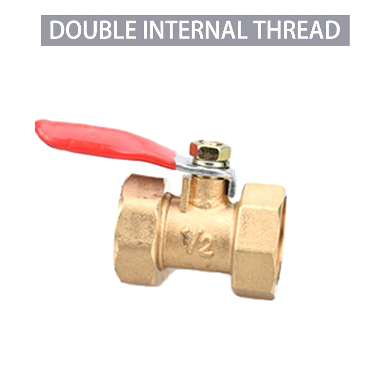 

1/4" pt 3/8" pt 1/2" pt double female thread red lever handle brass pipe joint connector adapter copper ball valve