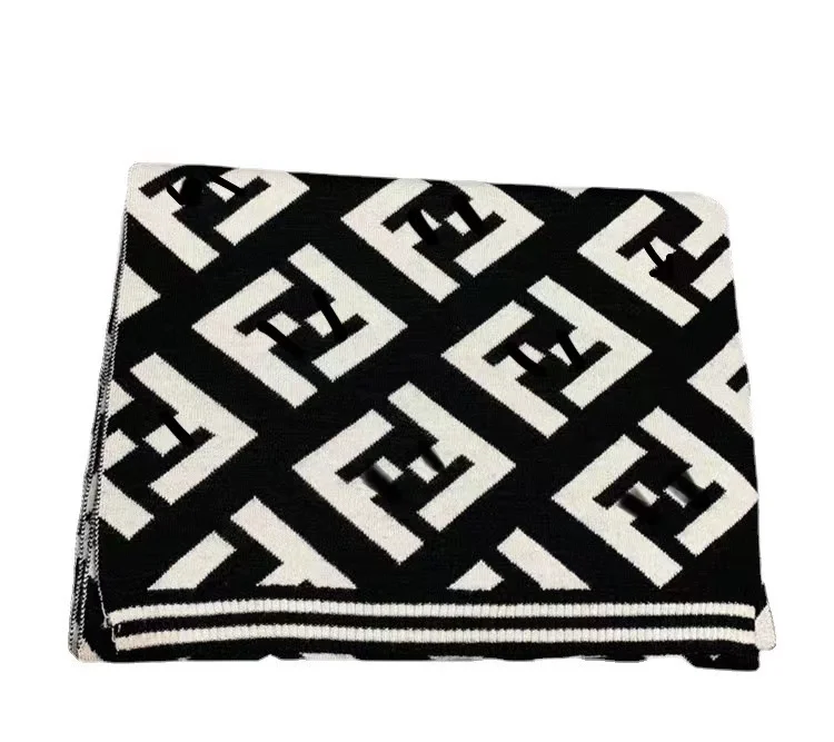 Chal de Cachemira de dise&ntilde;o de lujo para mujer, Bufanda de doble marca F, pa&ntilde;uelo para el cuello, estolas elegantes, Bufanda-3