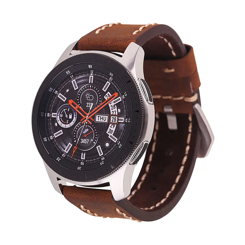 UTHAI ремешок для часов из натуральной кожи 20 мм 22 24 Samsung Galaxy Watch 42 46 S2/3 Sport Amazfit