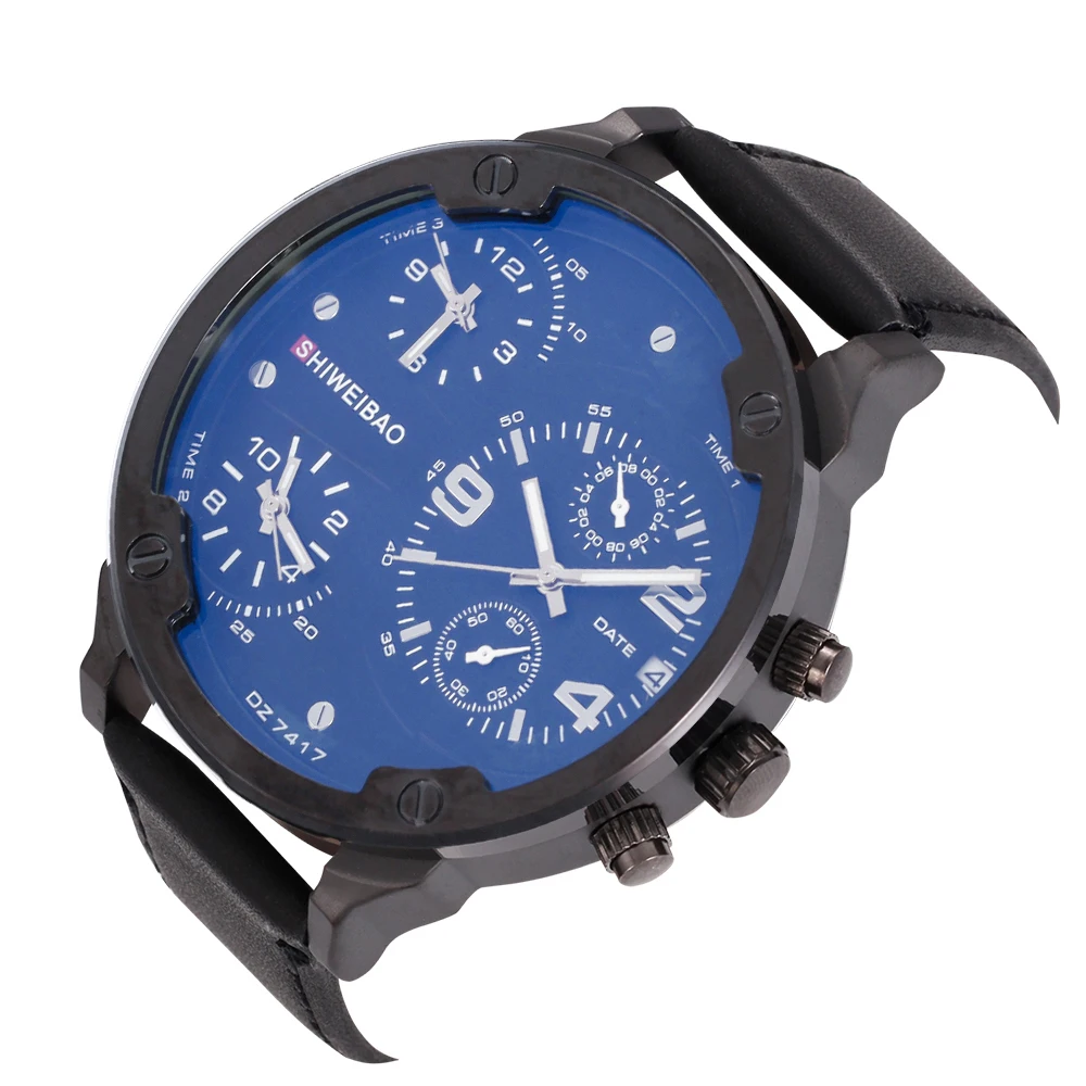 

Часы-хронограф мужские, спортивные, черные, с большим циферблатом 52 мм