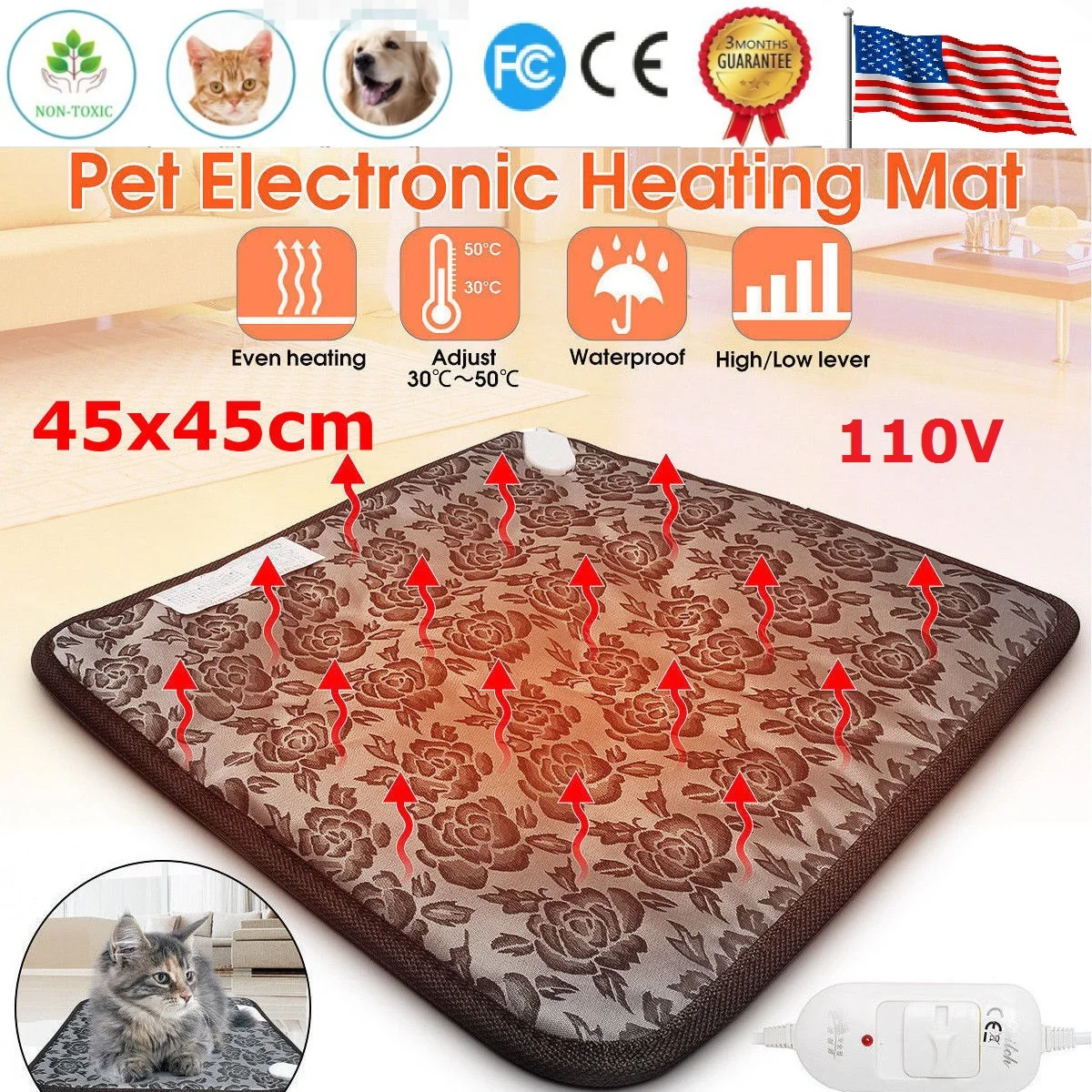 1 шт. штепсельная вилка США 20 Вт 110 В подушка для домашних животных электрическое