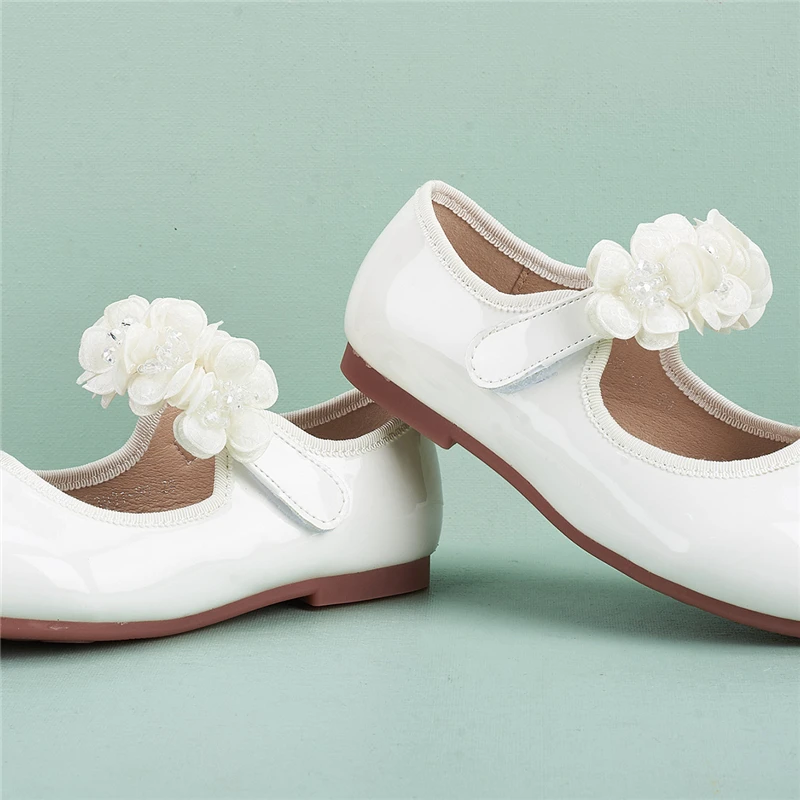 

New Princess Girls Shoes Children Performance Leather Shoes Baby Toddler Flats Flowers Soft Bottom Moccasins Kids 041