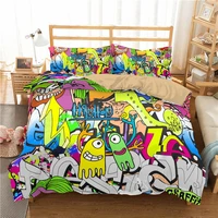 3d cartoon doodle bedding set children duvet cover colorful comforter bed cover set soft quilt set pillowcases king queen size