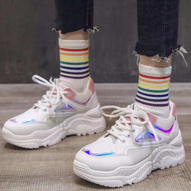 

2020 Spring New Women Sneakers Fashion Casual Shoes Woman Comfortable Breathable Mesh Flats Female Platform Vulcanized Shoes