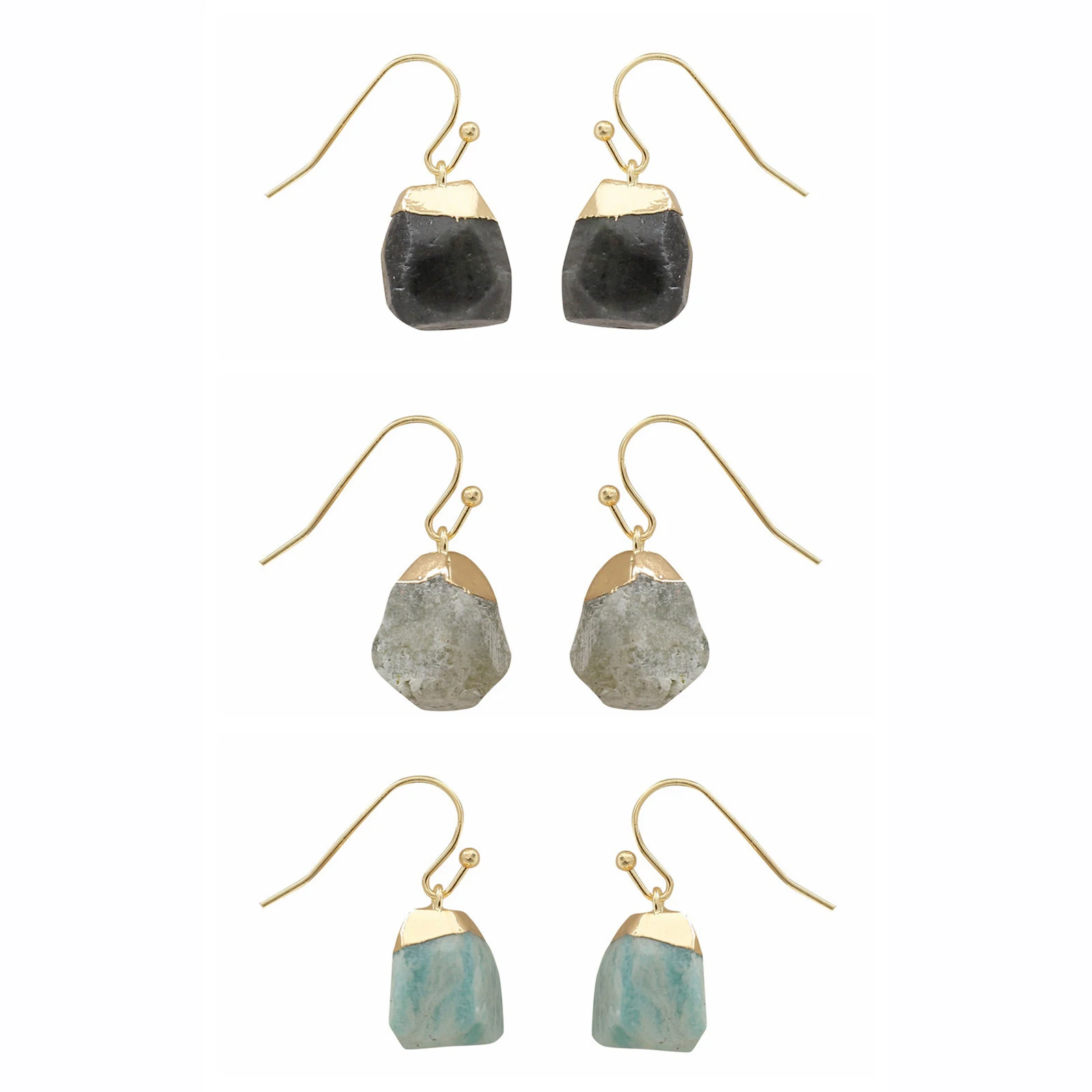 JOYA 3 пары натуральный шероховатый сырой кристалл висячие серьги модные Висячие