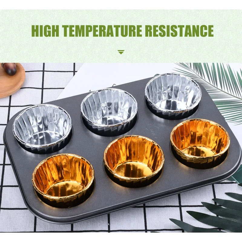 

50/100pcs Aluminum Foil Cupcake Paper Cupcake Liner Baking Cups Muffin Cupcake Paper Cups DFDS889