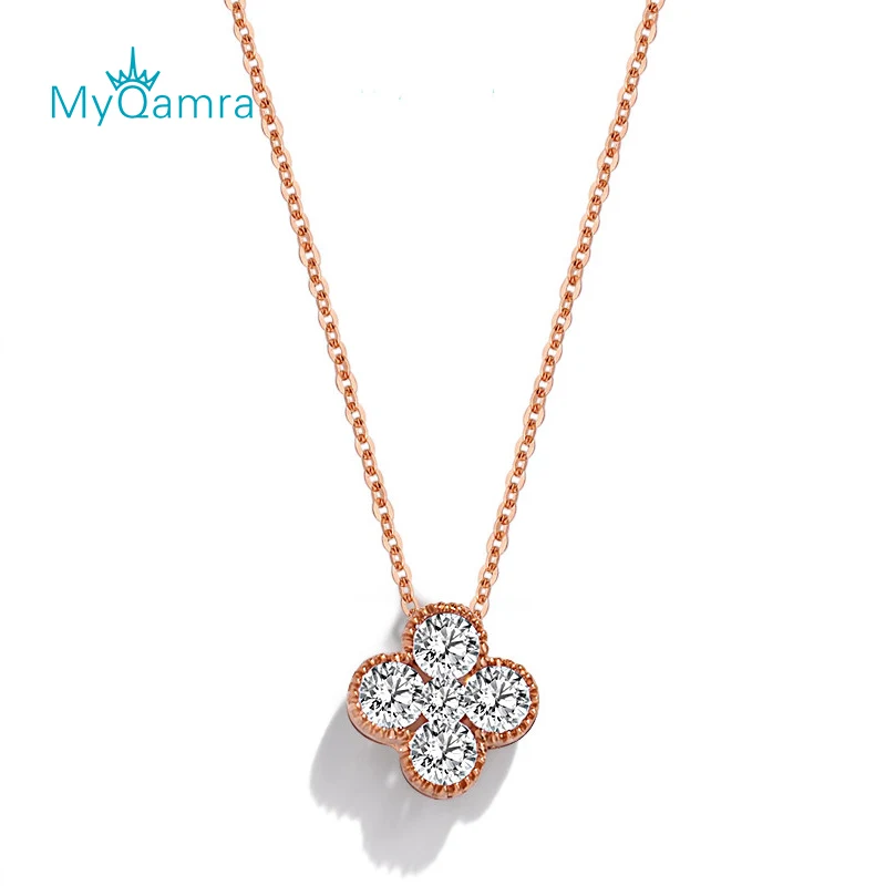 Rose Gold 18k золото счастливый четыре листа ожерелья в форме клевера для женщин мужчин Девочек Унисекс модные украшения для вечеринки день рождения Пляж океан подарок - Цвет камня: Rose Gold