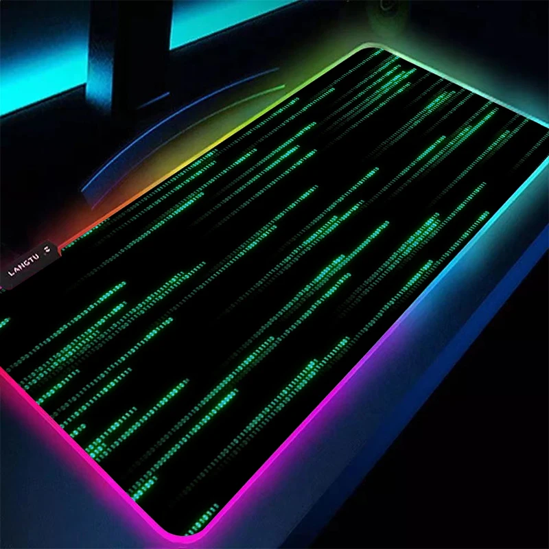 

Large Office RGB LED Illumination Mouse Pad Mat Game Gamer Gaming Mousepad Keyboard Compute Anime Desk Mat Matrix Binary Code