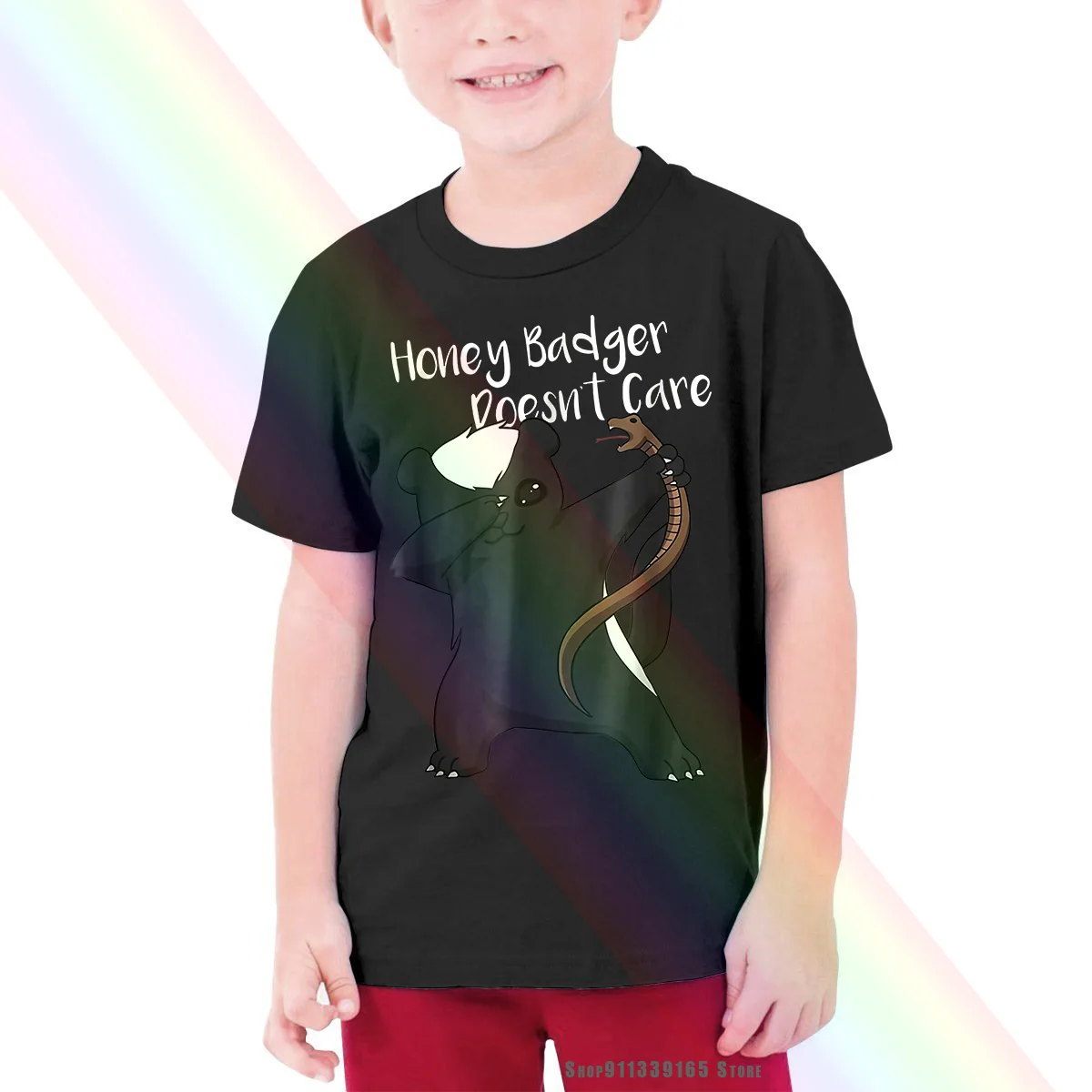 Смешная детская футболка с животными медовый Барсук не заботится винтажная